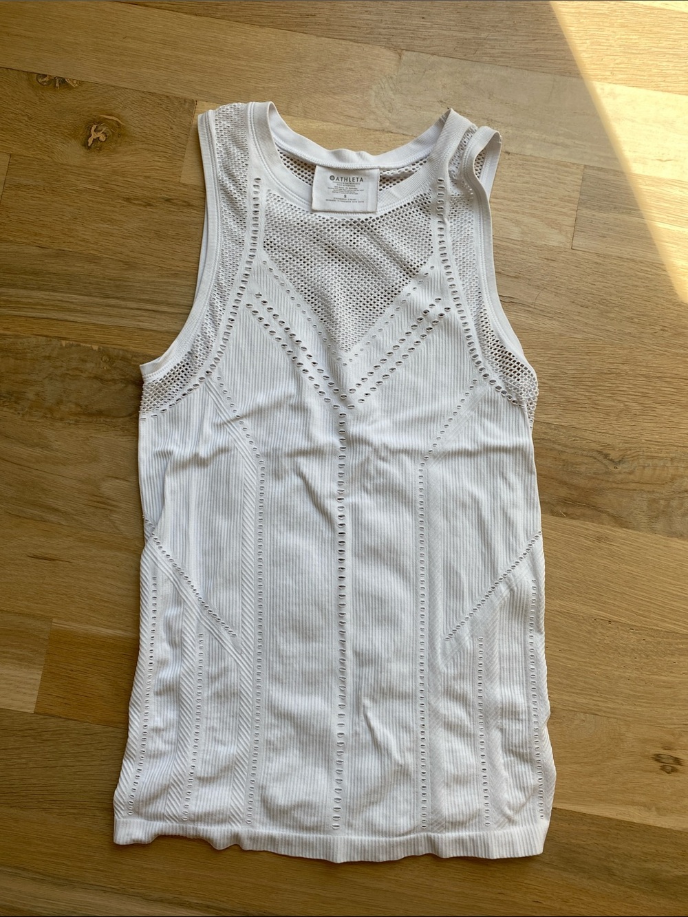 Athleta White Eyelet Ribbed Tank